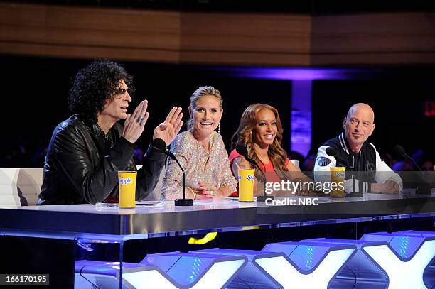 New York Auditions -- Pictured: Howard Stern, Heidi Klum, Mel B, Howie Mandel --