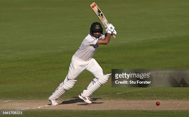 Sussex batsman Cheteshwar Pujara in batting action during Day three of the LV= Insurance County Championship Division 2 match between Durham and...