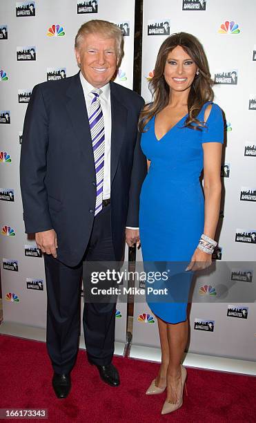 Donald Trump and Melania Trump attend the "Celebrity Apprentice All-Star Event with Donald and Melania Trump" at Trump Tower on April 9, 2013 in New...