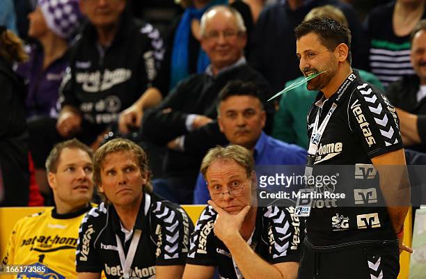 Ljubomir Vranjes, head coach of Flensburg reacts during the DKB Handball Bundesliga match between SG Flensburg-Handewitt and HSV Hamburg at Flens...