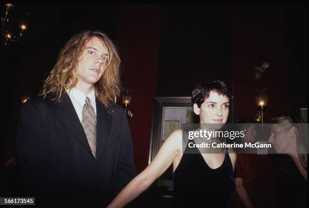 Winona Ryder and Dave Pirner in September 1993 at the premiere of the film 'The Age of Innocence' at the Ziegfeld Theater in New York City, New York.