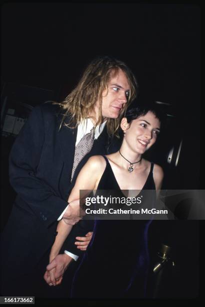 Winona Ryder and Dave Pirner in September 1993 at the premiere of the film 'The Age of Innocence' at the Ziegfeld Theater in New York City, New York.