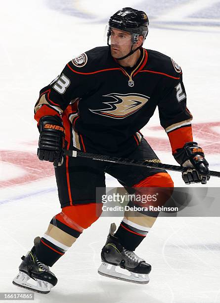 Francois Beauchemin of the Anaheim Ducks skates during the game against the Dallas Stars on April 5, 2013 at Honda Center in Anaheim, California.