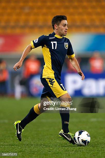 Anthony Caceres of the Mariners controls the ball during the AFC Champions League match between Guizhou Renhe and Central Coast Mariners at Olympic...