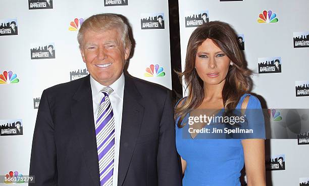 Donald Trump and model Melania Trump attend the "Celebrity Apprentice All-Star" event at Trump Tower on April 9, 2013 in New York City.