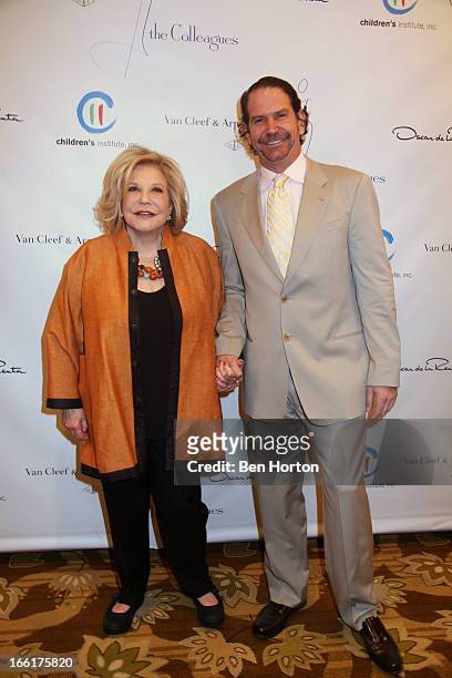 Philanthropist Wallis Annenberg and her son Charles Annenberg attend The Colleagues' 25th annual spring luncheon honoring Wallis Annenberg at the...