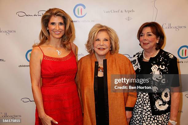 Alexandra Dwek, Philanthropist Wallis Annenberg, and Anne Johnson attend The Colleagues' 25th annual spring luncheon honoring Wallis Annenberg at the...