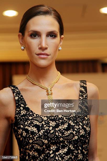 Jenna Hurt models at The Colleagues' 25th annual spring luncheon honoring Wallis Annenberg at the Beverly Wilshire Four Seasons Hotel on April 9,...