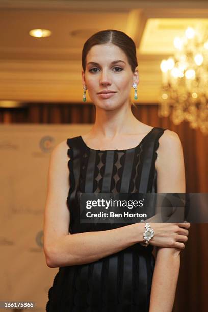 Michelle Box models at The Colleagues' 25th annual spring luncheon honoring Wallis Annenberg at the Beverly Wilshire Four Seasons Hotel on April 9,...
