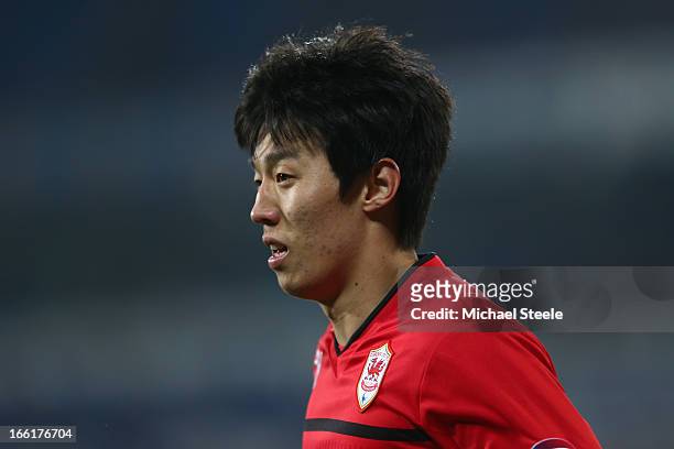 Kim Bo-Kyung of Cardiff City during the npower Championship match between Cardiff City and Barnsley at the Cardiff City Stadium on April 9, 2013 in...