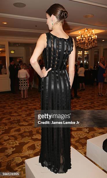 Michelle Box models Oscar de la Renta for The Colleagues 25th annual spring luncheon honoring Wallis Annenberg held at the Beverly Wilshire Four...