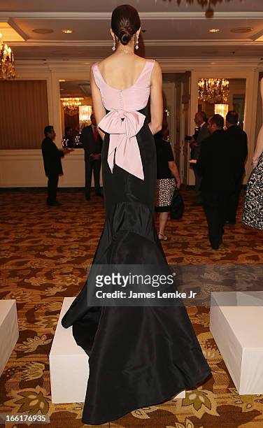 Beth Ostendorf models Oscar de la Renta for The Colleagues 25th annual spring luncheon honoring Wallis Annenberg held at the Beverly Wilshire Four...