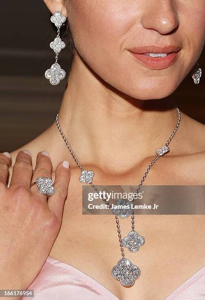 Beth Ostendorf models Oscar de la Renta for The Colleagues 25th annual spring luncheon honoring Wallis Annenberg held at the Beverly Wilshire Four...