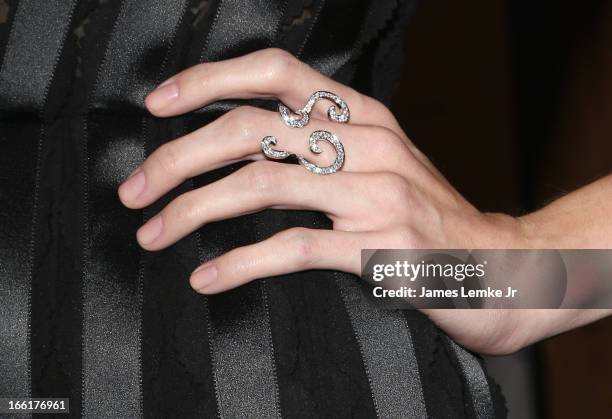 Michelle Box models Oscar de la Renta for The Colleagues 25th annual spring luncheon honoring Wallis Annenberg held at the Beverly Wilshire Four...