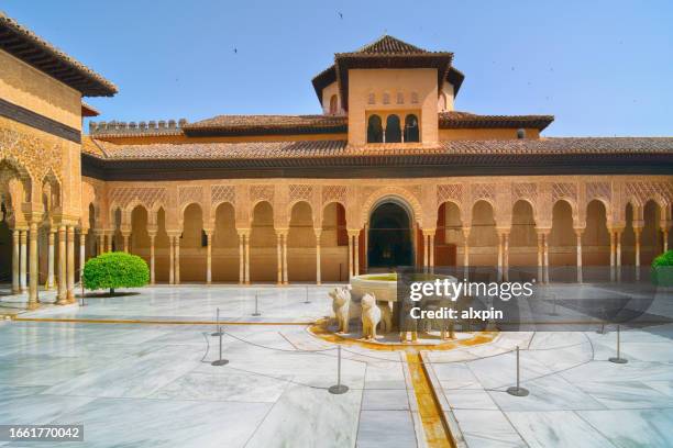 court of the lions, granada - palacios nazaries stock pictures, royalty-free photos & images