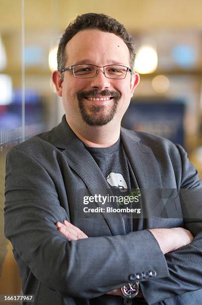 Phil Libin, chief executive officer of Evernote Corp., stands for a photograph after a Bloomberg West Television interview in San Francisco,...