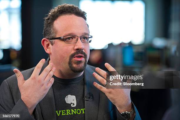 Phil Libin, chief executive officer of Evernote Corp., speaks during a Bloomberg West Television interview in San Francisco, California, U.S., on...