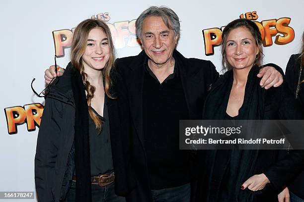 Richard Berry Between his daughters and agents Josephine and Coline attend 'Les Profs' Movie Premiere at Le Grand Rex on April 9, 2013 in Paris,...