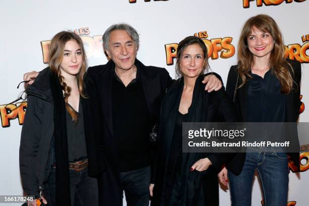 Richard Berry Between his daughters and agents Josephine and Coline , and his wife Pascale Louange attend 'Les Profs' Movie Premiere at Le Grand Rex...