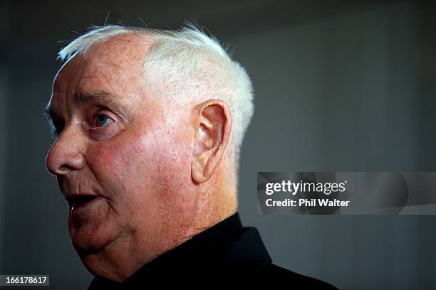 Arthur Allan Thomas speaks during a press conference at the Pukekawa Hall on April 10, 2013 in Auckland, New Zealand. Arthur Allan Thomas was...