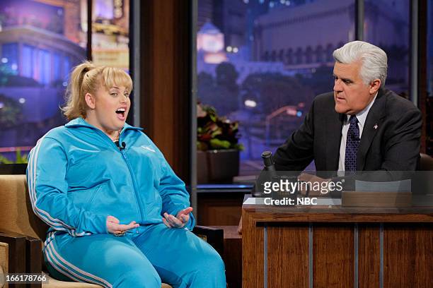 Episode 4441 -- Pictured: Actress Rebel Wilson during an interview with host Jay Leno on April 9, 2013 --