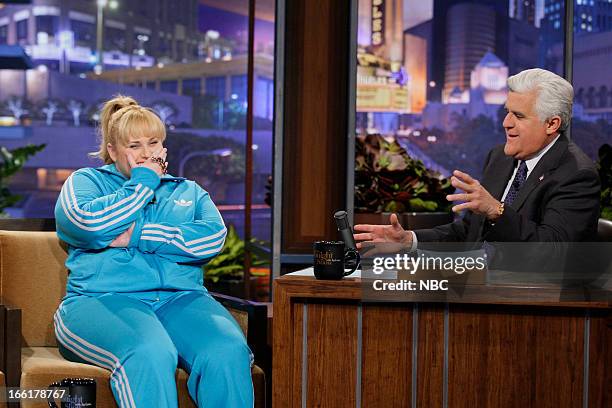 Episode 4441 -- Pictured: Actress Rebel Wilson during an interview with host Jay Leno on April 9, 2013 --