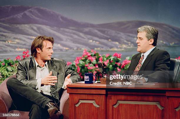 Episode 240 -- Pictured: Actor James Wilder during an interview with host Jay Leno on June 4, 1993--