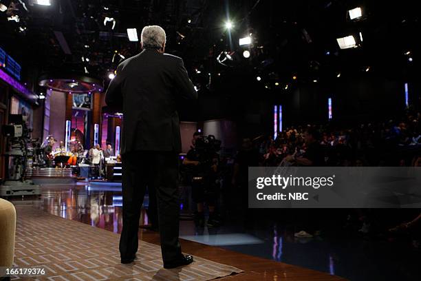 Episode 4441 -- Pictured: Host Jay Leno during a commercial break on April 9, 2013 --