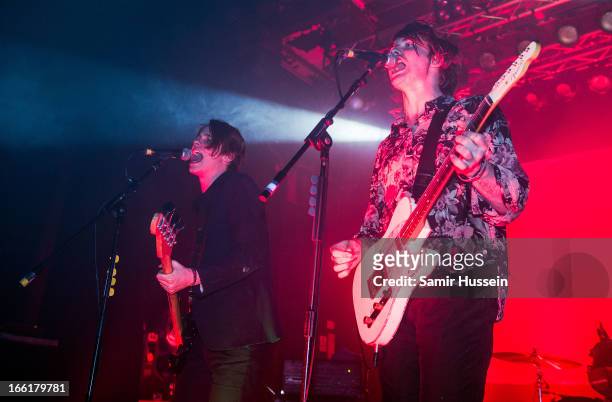 Chilli Jesson and Sam Fryer of Palma Violets perform at the Electric Brixton on April 9, 2013 in London, England.