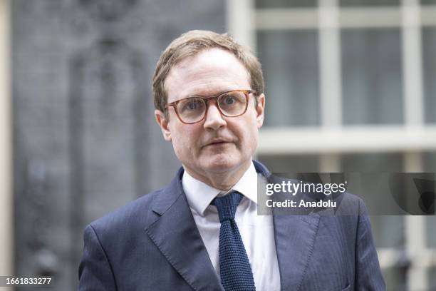 Security Minister Tom Tugendhat leaves at Downing Street after attending the Weekly Cabinet Meeting in London, United Kingdom on September 12, 2023.