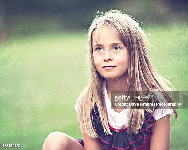 pretty girl in a meadow - 6 year old blonde girl stock pictures, royalty-free photos & images