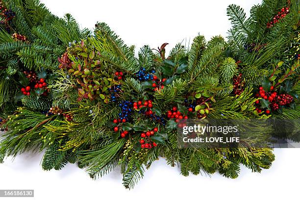 christmas garland - juniper berries stock pictures, royalty-free photos & images