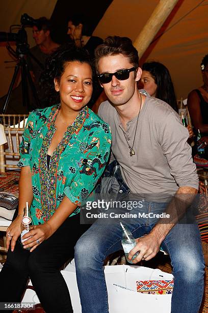 Mahalia Barnes and Ben Rodgers attend the Camilla show during Mercedes-Benz Fashion Week Australia Spring/Summer 2013/14 at Centennial Park on April...
