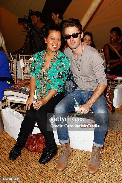 Mahalia Barnes and Ben Rodgers attend the Camilla show during Mercedes-Benz Fashion Week Australia Spring/Summer 2013/14 at Centennial Park on April...