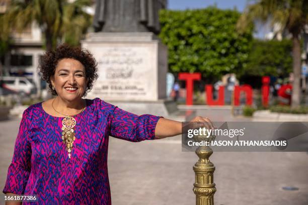 Bochra Belhaj Hmida, social activist and former Member of Parliament, stands in a street of central Tunis on Friday 4 June 2021.