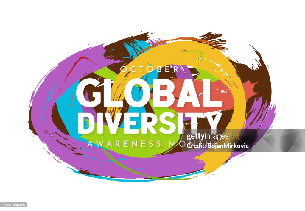 Affiche abstraite du Mois mondial de la sensibilisation à la diversité, octobre. Vecteur