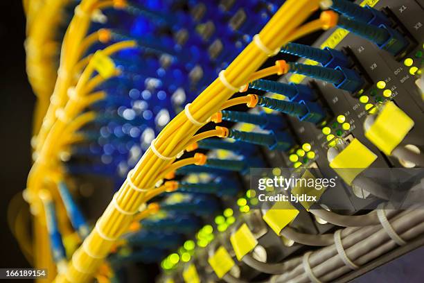 network cables and servers - network bandwidth stock pictures, royalty-free photos & images