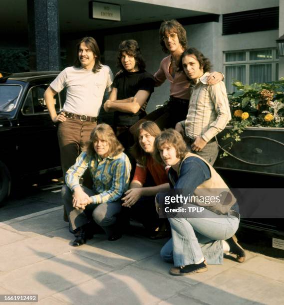 American musicians Walter Parazaider, Robert Lamm, James Pankow, Danny Seraphine, Peter Cetera, Terry Kath and Lee Loughnane, of the American rock...
