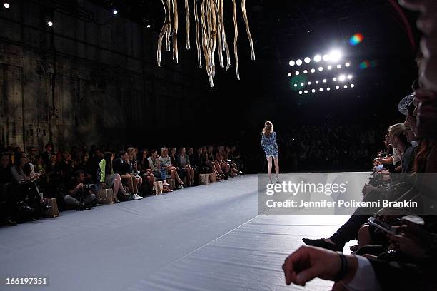 Model showcases designs by Watson X Watson on the runway at the Watson X Watson show during Mercedes-Benz Fashion Week Australia Spring/Summer...