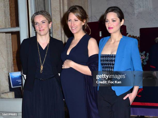 Minister Delphine Batho, Maud Fontenoy and Marion Cotillard attend the Maud Fontenoy Foundation - Annual Gala Arrivals at Hotel de la Marine on April...