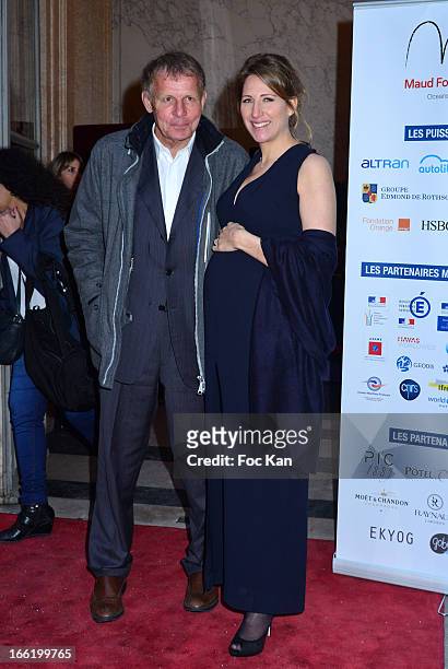 Patrick Poivre D'Arvor and Maud Fontenoy attend the Maud Fontenoy Foundation - Annual Gala Arrivals at Hotel de la Marine on April 9, 2013 in Paris,...