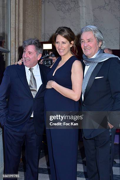 Daniel Auteuil, Maud Fontenoy and Alain Delon attend the Maud Fontenoy Foundation - Annual Gala Arrivals at Hotel de la Marine on April 9, 2013 in...