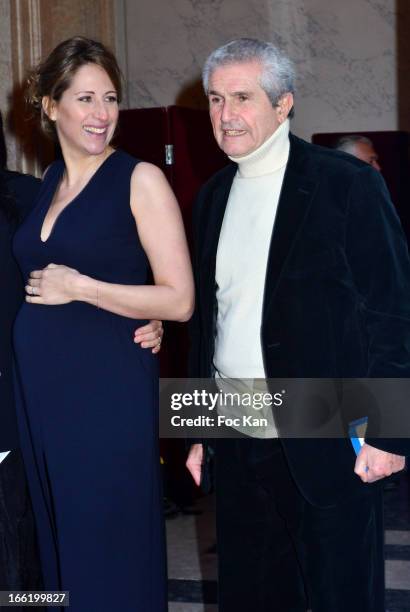 Maud Fontenoy and Claude Lelouch attend the Maud Fontenoy Foundation - Annual Gala Arrivals at Hotel de la Marine on April 9, 2013 in Paris, France.