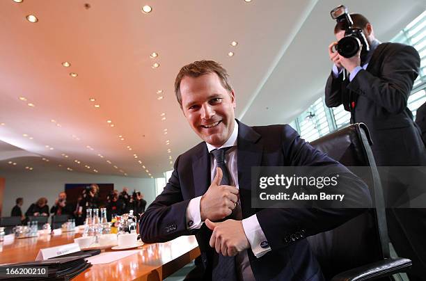 German Health Minister Daniel Bahr arrives for the weekly German federal cabinet meeting on April 10, 2013 in Berlin, Germany. High on the morning's...