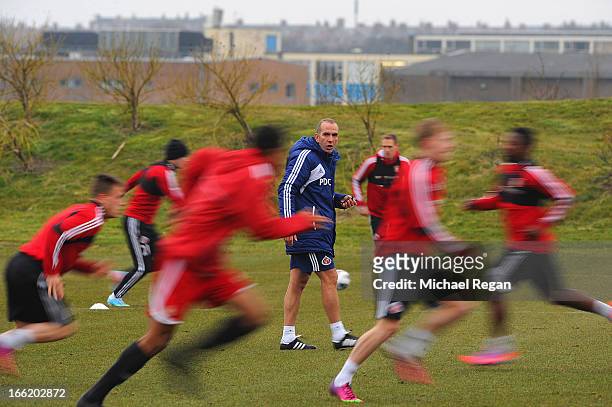 Sunderland manager Paolo di Canio looks on during the Sunderland training session on April 10, 2013 in Sunderland, England.