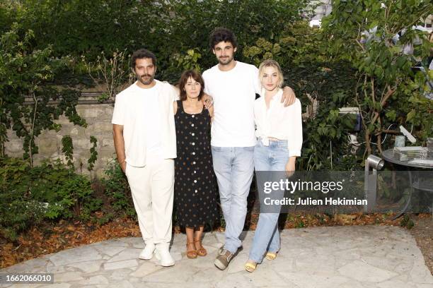 Vincent Heneine, Marilyne Canto, Louis Farge and Marie Colomb attend the cocktail party for the "La Rochelle Fiction Festival Nominees 2023" on...