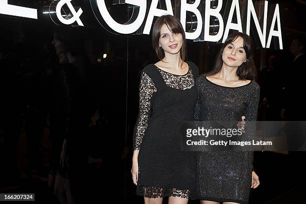 Giovana Gaspariani and Giuliana Gaspariani attend the Dolce&Gabbana cocktail party on April 9, 2013 in Sao Paulo, Brazil.
