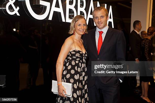 Charlotte Duntze and Tangy Morin attend the Dolce&Gabbana cocktail party on April 9, 2013 in Sao Paulo, Brazil.