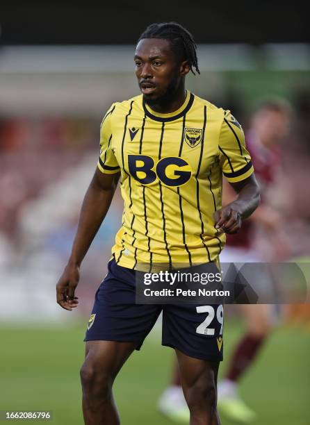 Kyle Edwards of Oxford United in action during the EFL Trophy match between Northampton Town and Oxford United at Sixfields on September 05, 2023 in...