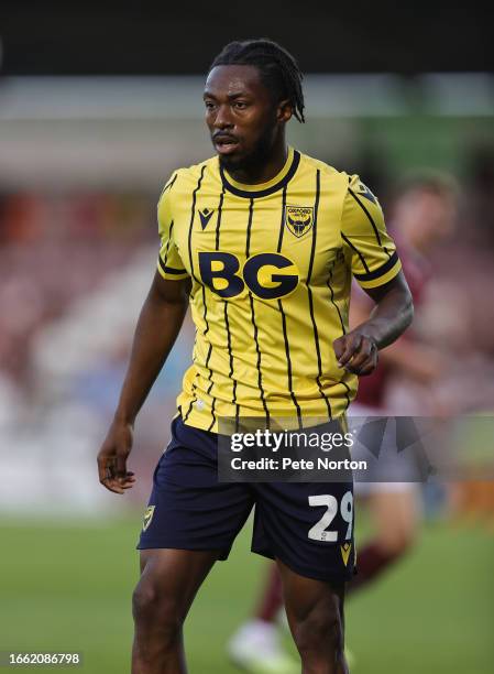 Kyle Edwards of Oxford United in action during the EFL Trophy match between Northampton Town and Oxford United at Sixfields on September 05, 2023 in...